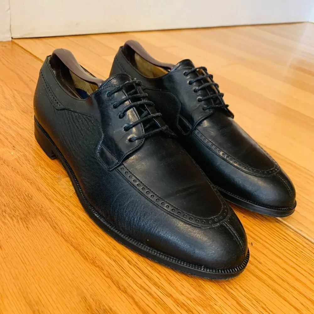 Mezlan Split-Toe Oxford Dress Shoes Black Men Size 8.5 M Made In Italy